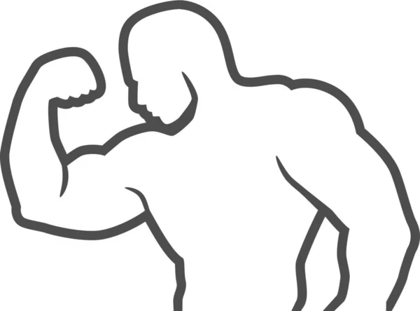 Bodybuilder Bodybuilding Fitness Icoon Outline Stijl — Stockvector