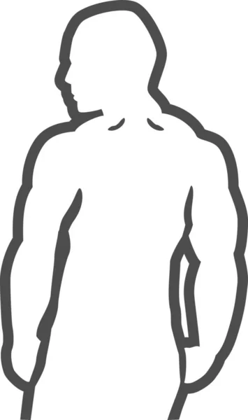 Bodybuilder Posteriore Icona Del Bodybuilding Stile Outline — Vettoriale Stock