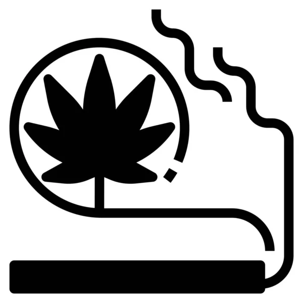 Cannabis Marijuana Ikon Medis Dalam Gaya Solid - Stok Vektor
