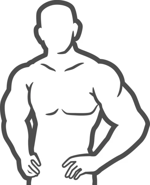 Bodybuilder Icona Esercizio Bodybuilding Stile Outline — Vettoriale Stock