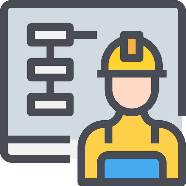 Construction Engineer Planning Icon Filled Outline Style — Stock Vector