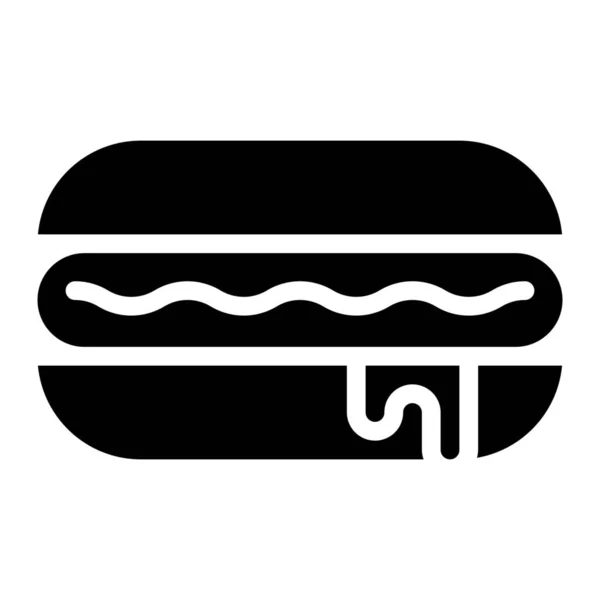 Essen Hotdog Sandwich Symbol Soliden Stil — Stockvektor