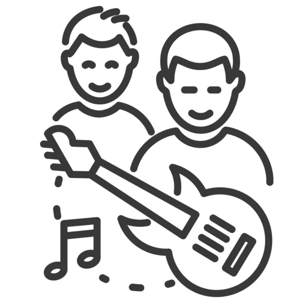 Boyband Guitar Male Icon Outline Style — Stock Vector