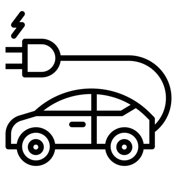 Coche Eco Ecología Icono Estilo Del Esquema — Vector de stock