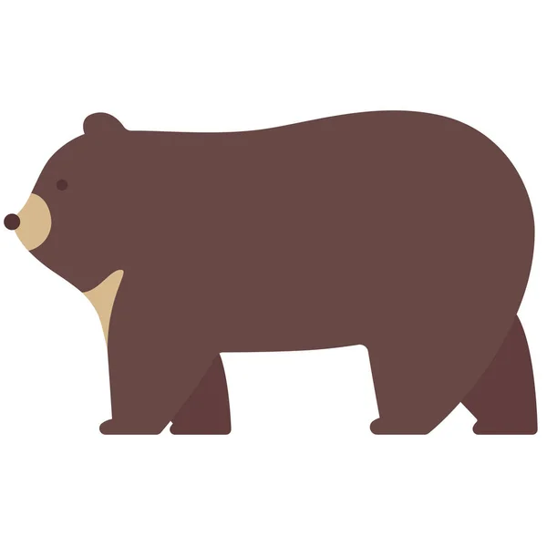 Urso Animal Ícone Acampamento Estilo Plano — Vetor de Stock