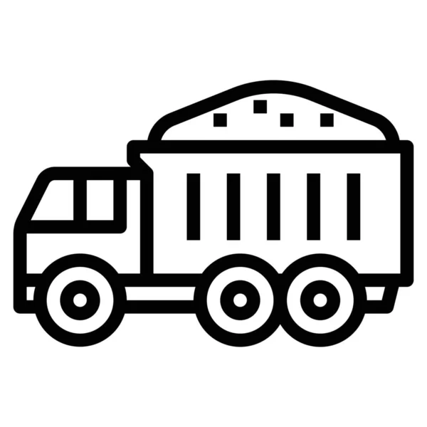 Ikona Transportu Wywrotki Budowlane Stylu Zarys — Wektor stockowy