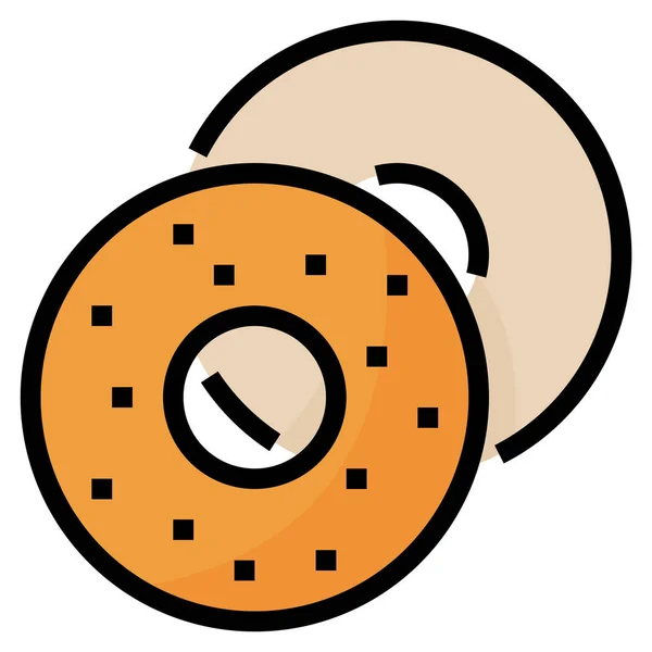 Bagel Bake Beigel Icon Filled Outline Style — Stockvektor