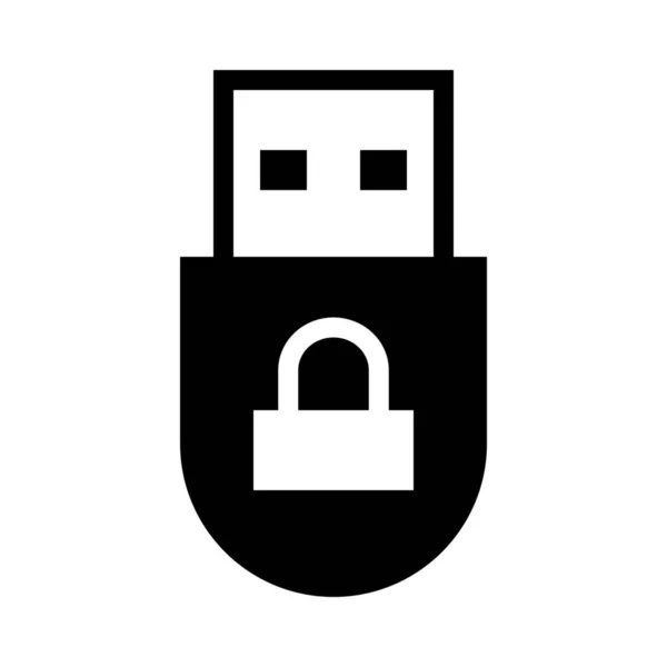 Lock Memory Padlock Icon Solid Style — Stock Vector