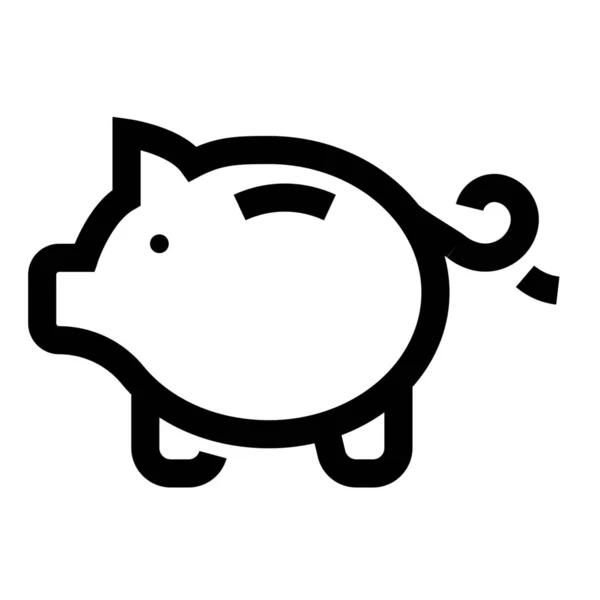 Sparschwein Ikone Outline Stil — Stockvektor