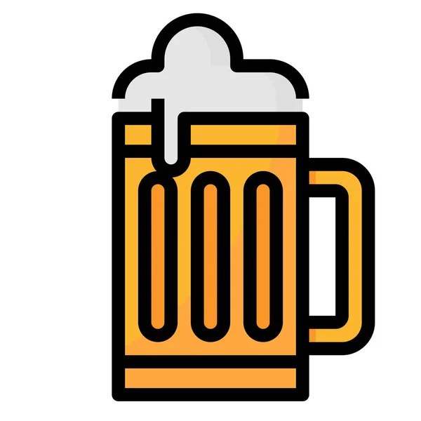 Alcohol Bier Drank Icoon Gevulde Omtrek Stijl — Stockvector