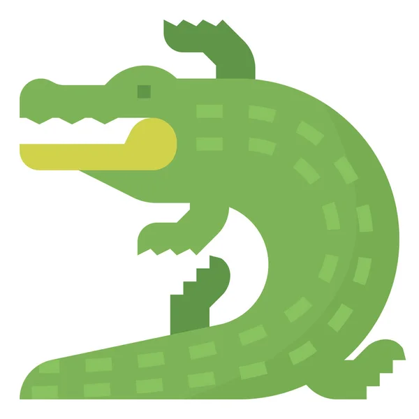 Animaux Reptiles Crocodile Icône Dans Style Plat — Image vectorielle