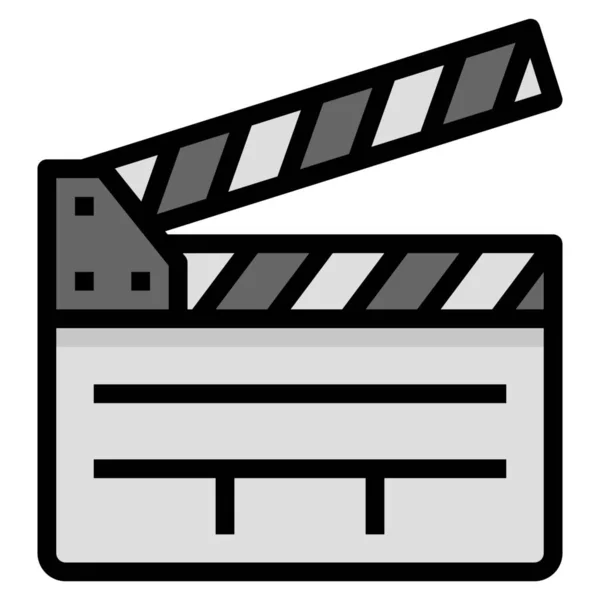 Clapperboard Entretener Icono Película Estilo Contorno Lleno — Archivo Imágenes Vectoriales