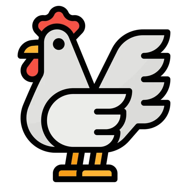 Ζώα Κοτόπουλο Εικονίδιο Τροφίμων Γεμιστό Περίγραμμα Στυλ — Διανυσματικό Αρχείο