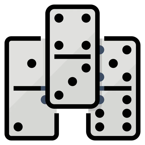 Domino Doldurulmuş Ana Hatlar Eğlence Hobi Simgesi Doldurulmuş Ana Hatlar — Stok Vektör