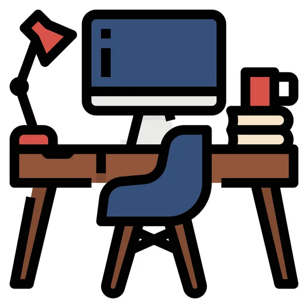 Кресло Компьютер Значок Стола — стоковый вектор