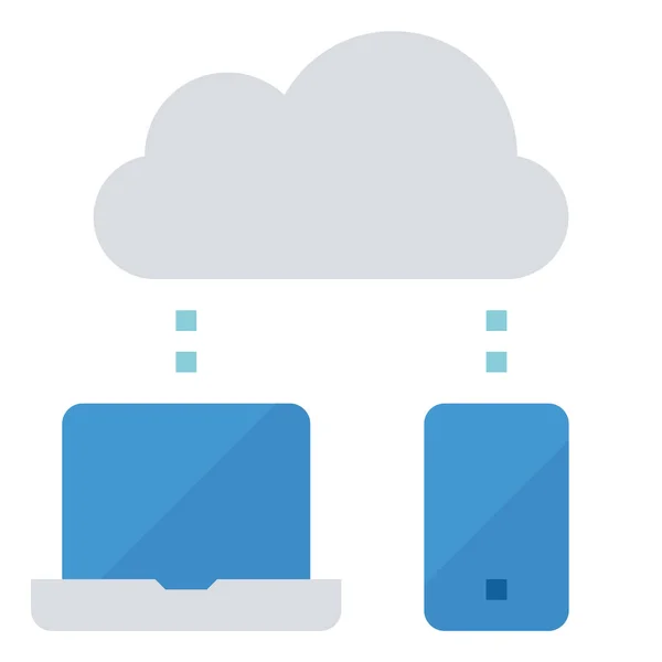 Icône Réseau Informatique Cloud Dans Style Plat — Image vectorielle