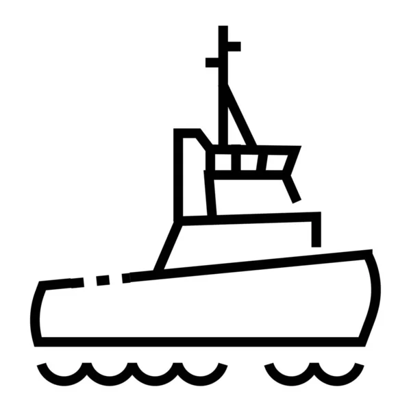 Remorqueur Bateau Remorqueur Icône Dans Style Outline — Image vectorielle