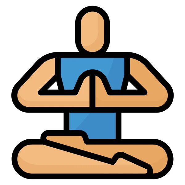 Exercício Meditação Coloca Ícone Estilo Esboço Preenchido —  Vetores de Stock