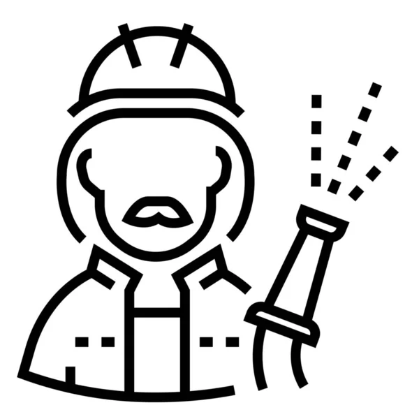 Bombero Firehose Icono Bombero Estilo Esquema — Vector de stock