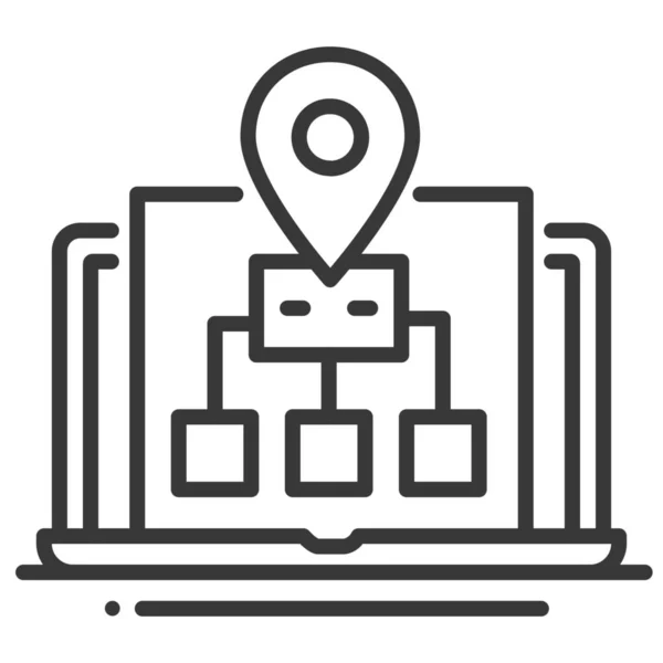 Icono Estructura Del Ordenador Portátil Geotag Categoría Marketing Seo — Vector de stock