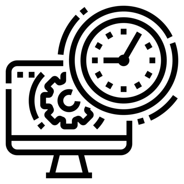 Tiempo Del Empleado Computadora Icono — Vector de stock