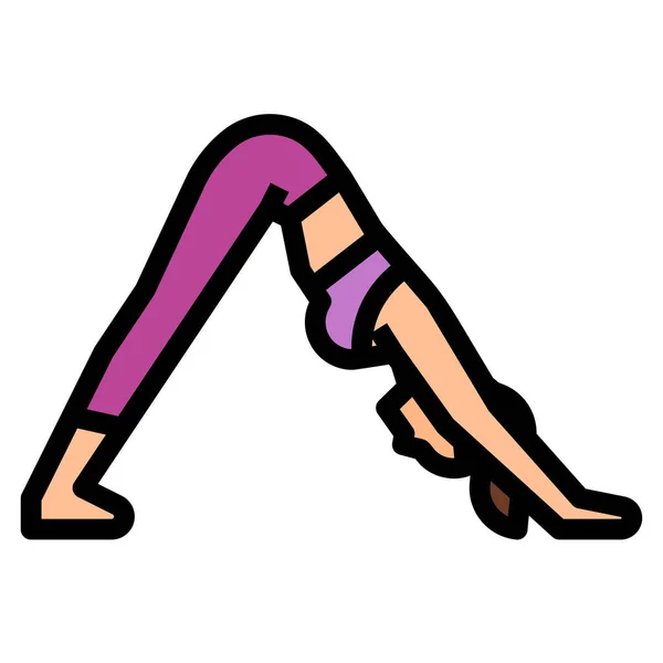 Icona Adho Cane Verso Basso Nella Categoria Fitness Yoga Dieta — Vettoriale Stock