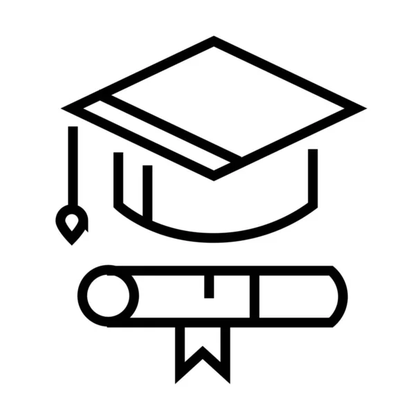 Ikona Dyplomu Ukończenia Szkoły Zarysie — Wektor stockowy