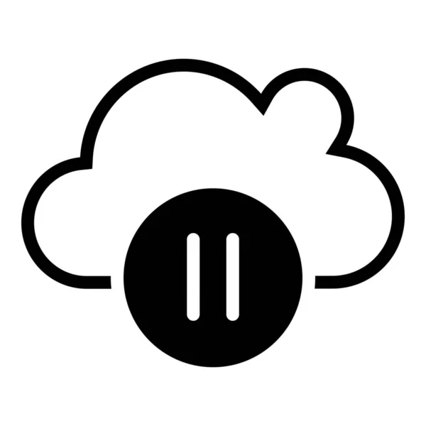 Cloud Cloud Pause Icône Multimédia Dans Style Solide — Image vectorielle