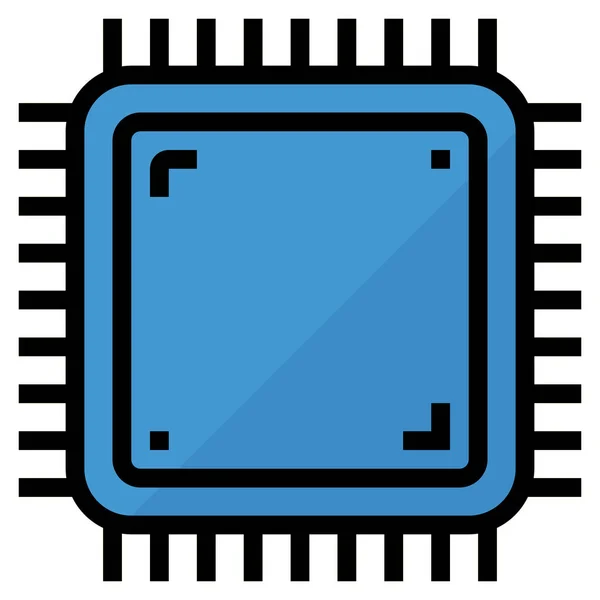Chip Cpu Εικονίδιο Στυλ Γεμισμένο Περίγραμμα — Διανυσματικό Αρχείο