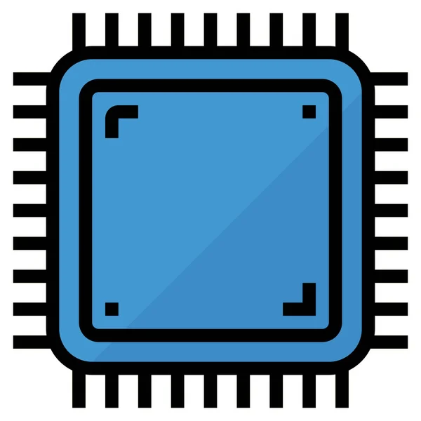 Chip Cpu Icoon Gevulde Omtrek Stijl — Stockvector