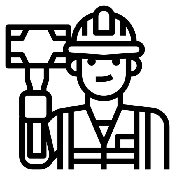 Avatar Laborer Icon Outline Style — 스톡 벡터