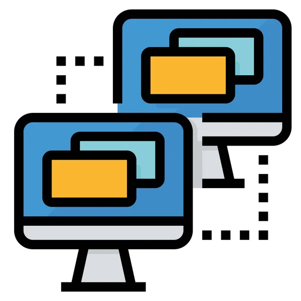 Icône Surveillance Moniteur Contrôle Dans Style Contour Rempli — Image vectorielle