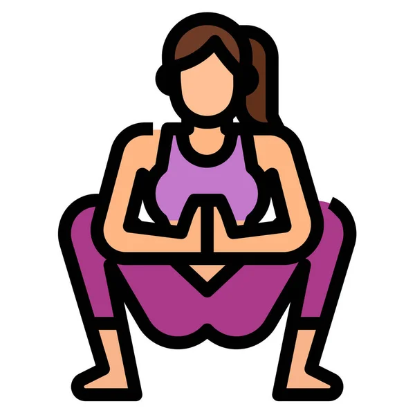 Exercice Guirlande Malasana Icône Dans Catégorie Fitness Yoga Alimentation — Image vectorielle