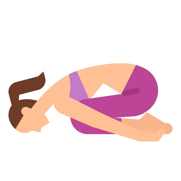 Fitness Yoga Diyet Kategorilerinde Balasana Çocuk Egzersiz Simgesi — Stok Vektör
