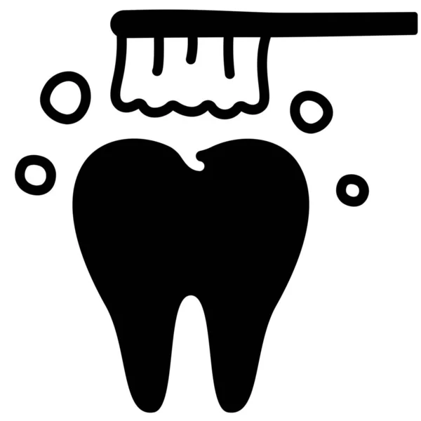 Szczotka Czysta Ikona Dentystyczna Stylu Solid — Wektor stockowy