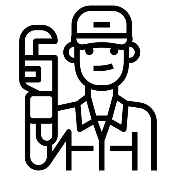 Avatar Occupation Plumber Icon Outline Style — Stock Vector