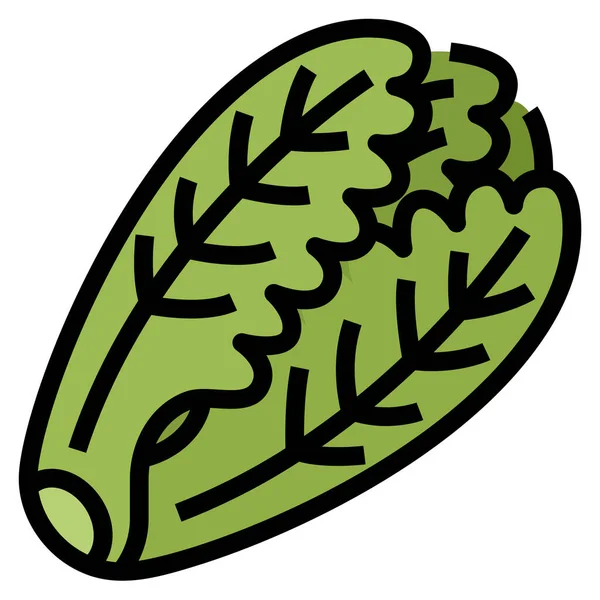 Lechuga Romana Saludable Icono Estilo Contorno Relleno — Vector de stock