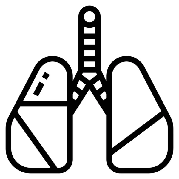 Cancer Endommager Icône Pulmonaire Dans Style Contour — Image vectorielle