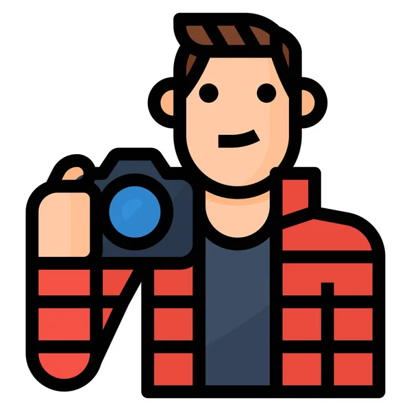 Avatar Ocupación Fotógrafo Icono Estilo Contorno Lleno — Vector de stock