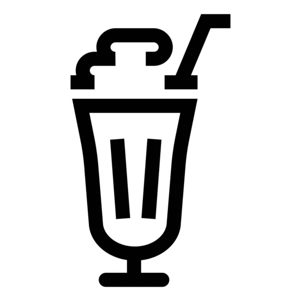 Ποτό Γυάλινο Milkshake Εικονίδιο Στυλ Περίγραμμα — Διανυσματικό Αρχείο