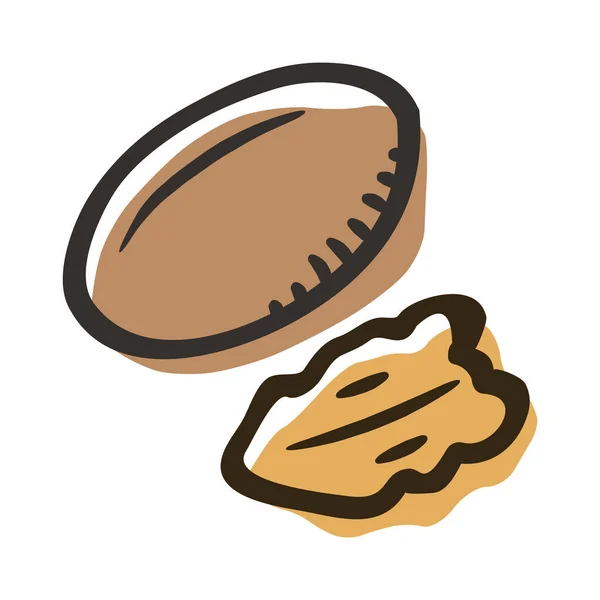 Comida Saludable Icono Nuez Estilo Contorno Lleno — Vector de stock