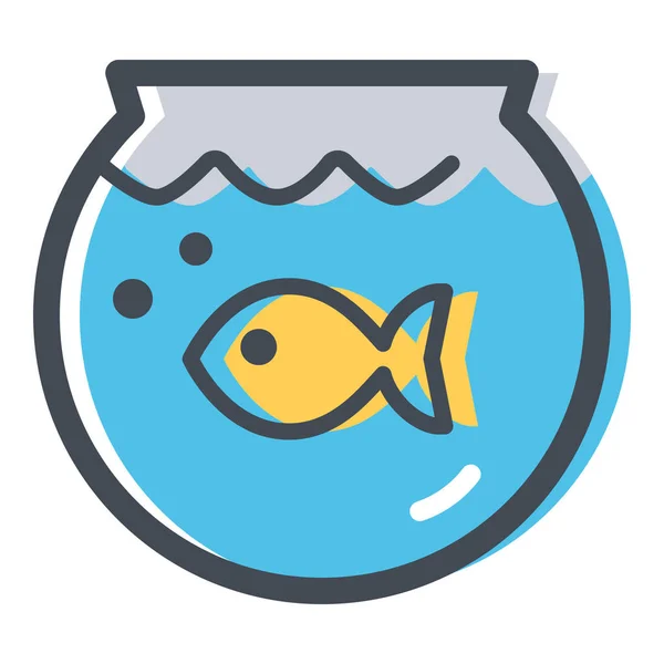 Aquário Peixe Fishbowl Ícone Estilo Esboço Preenchido —  Vetores de Stock