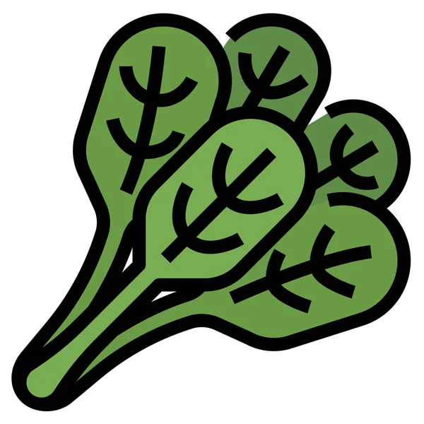 Icône Légumes Aux Épinards Sains Dans Style Contour Rempli — Image vectorielle