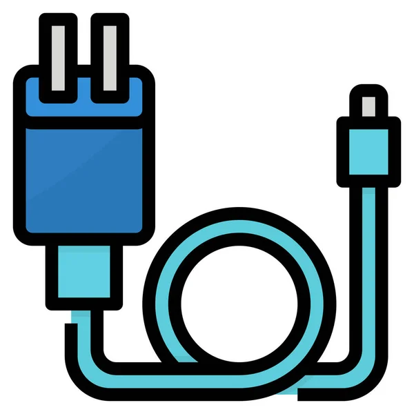 Adaptador Cargador Batería Icono Estilo Contorno Lleno — Archivo Imágenes Vectoriales