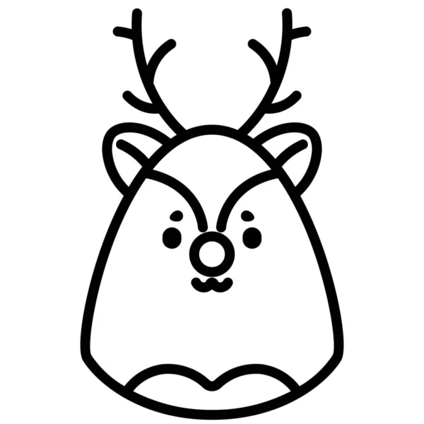 アウトラインスタイルで動物クリスマス鹿のアイコン — ストックベクタ