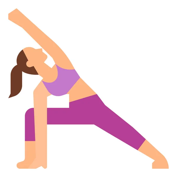 Hoek Verlengde Parsvakonasana Icoon Fitness Yoga Dieet Categorie — Stockvector