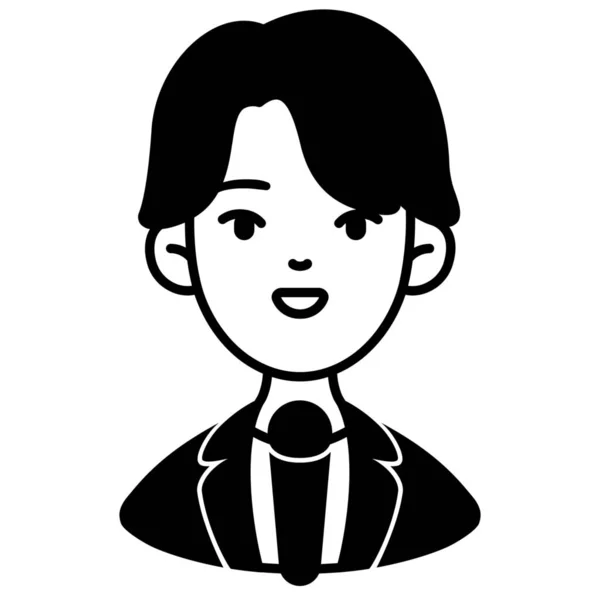 Avatar Periodista Icono Masculino Estilo Sólido — Vector de stock