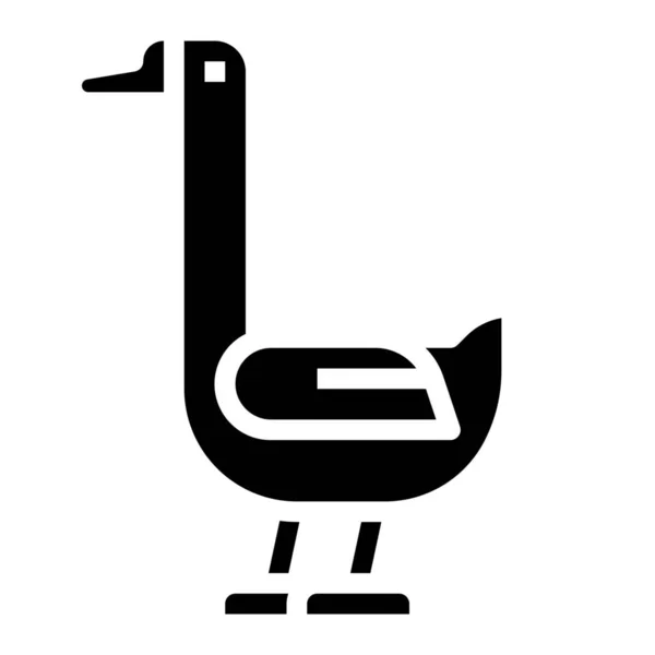 Animal Farm Goose Icon Solid Style — Stock Vector