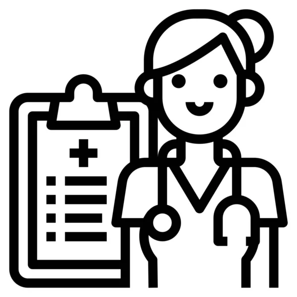 Avatar Médico Enfermera Icono Estilo Esquema — Vector de stock