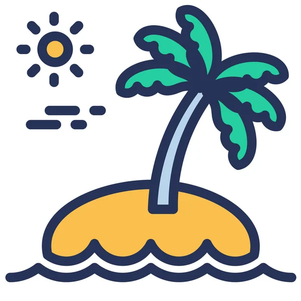 Cyprus Palm Resort Εικονίδιο Στυλ Γεμισμένο Περίγραμμα — Διανυσματικό Αρχείο
